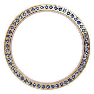 Gold-plated top ring with 54 blue sapphires for Christina Collect watch